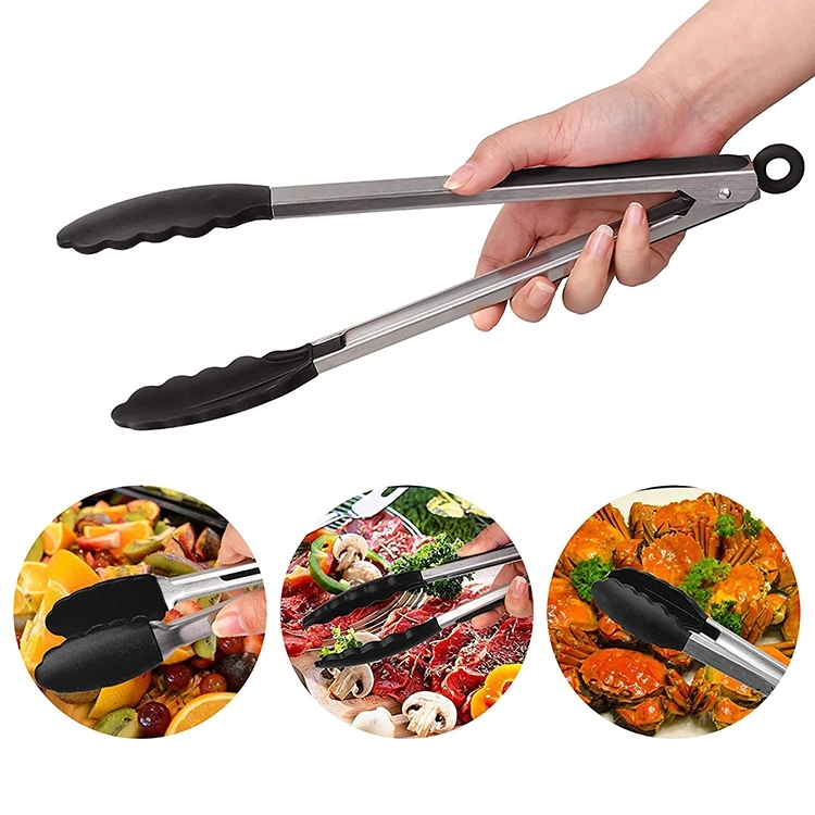 Silicone kitchen food tongs